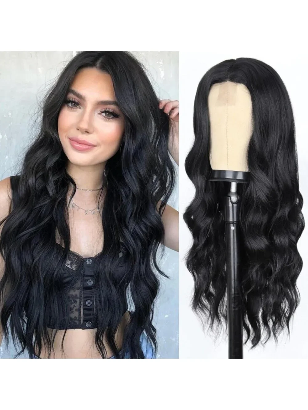 Long Black Wavy Wig 26